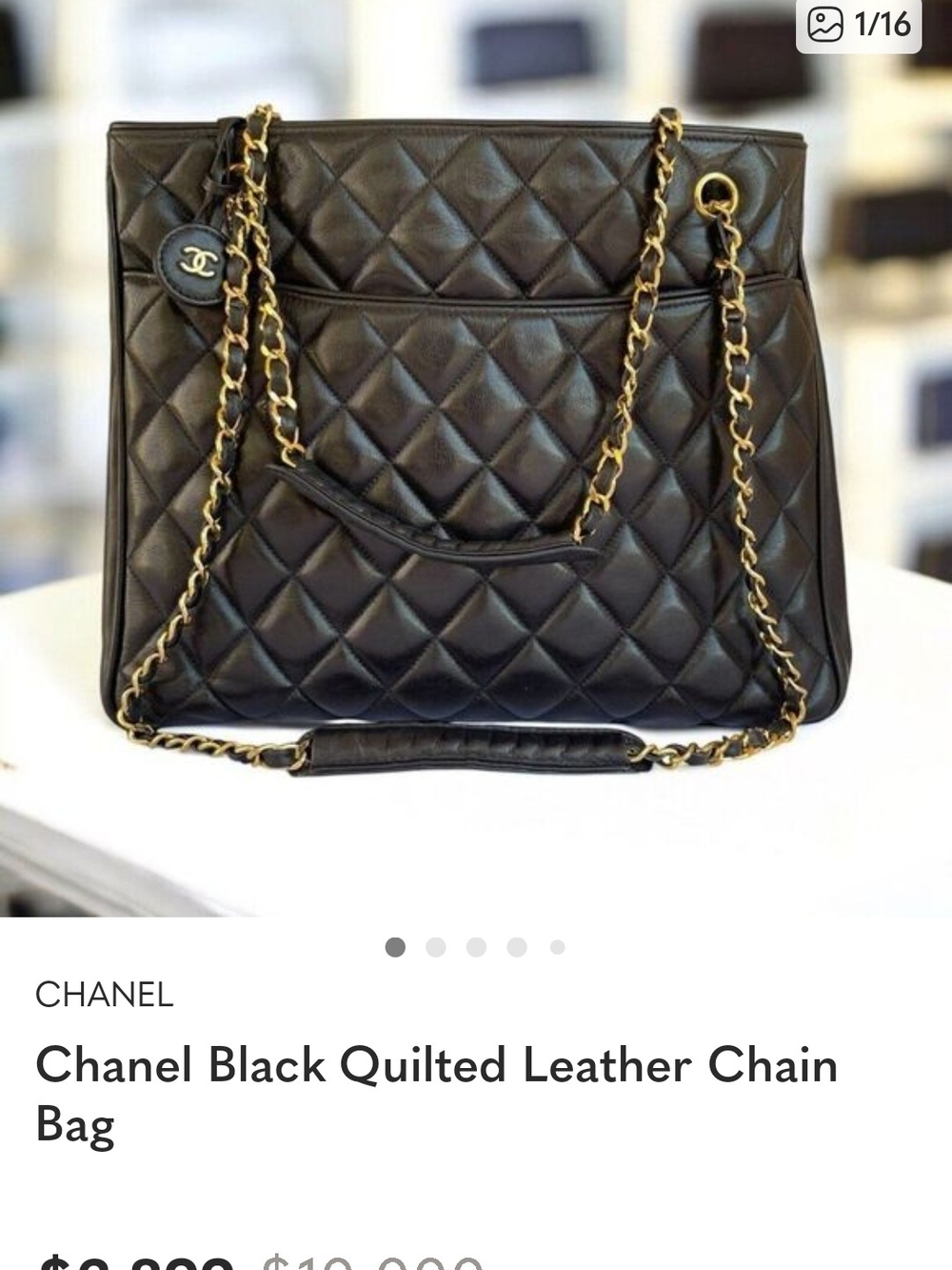 CHANEL Black Quilted Leather Shoulder Bag with Gold Chain